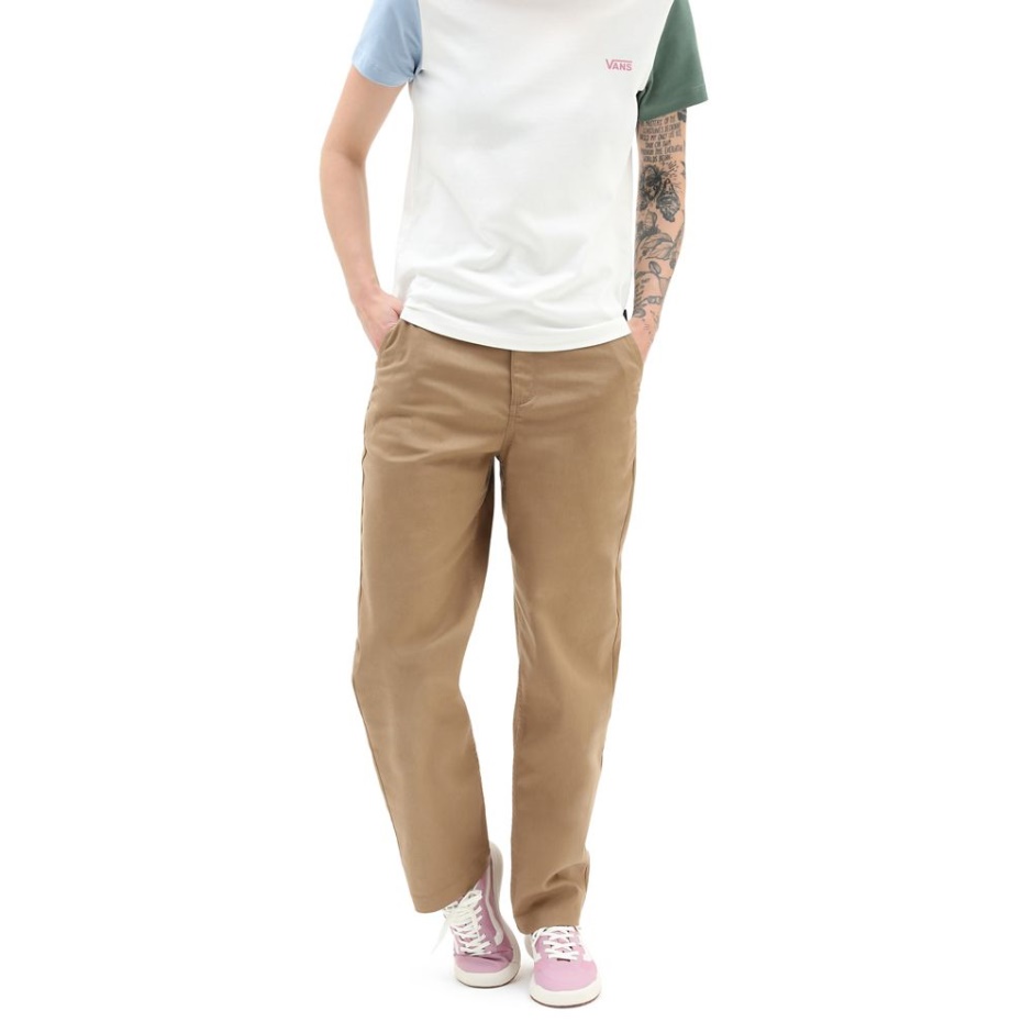 Pantalones Chinos De Mujer Auténticos Vans Marrón
