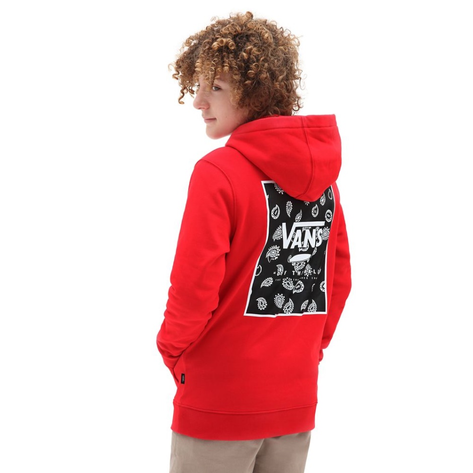 Camiseta Con Capucha Y Estampado De Cuadros Para Niños Vans Rojas