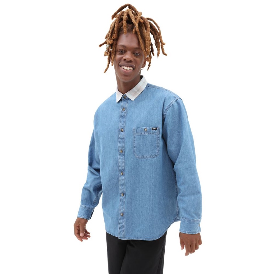 Camisa De Manga Larga Deerfiel Azul Vans