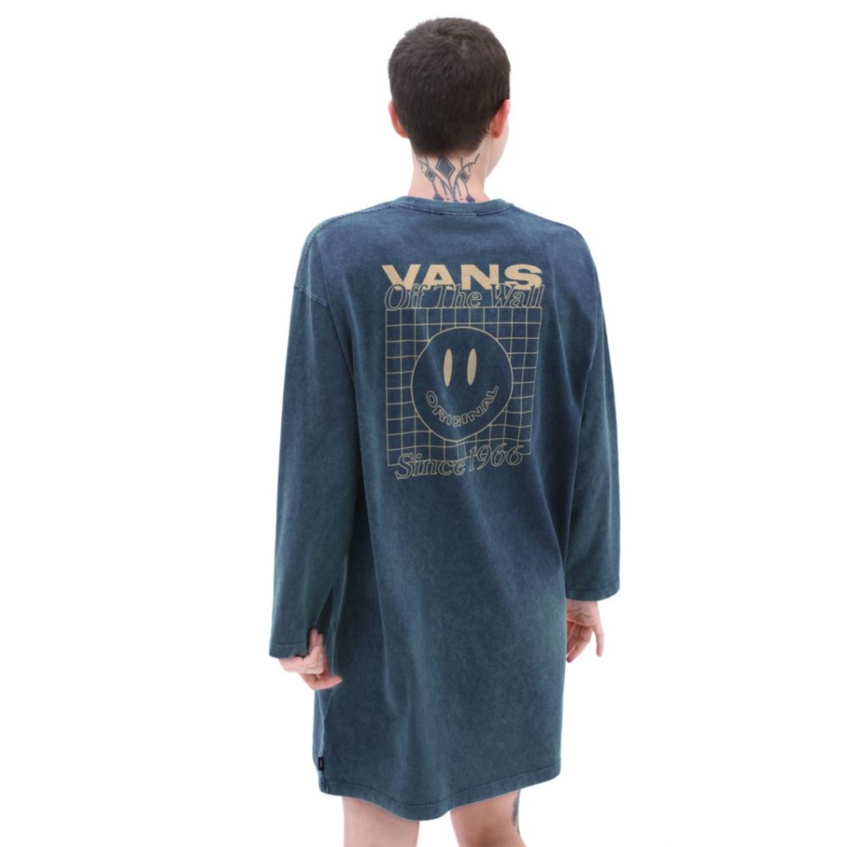 Mootoo Vestido De Manga Larga Azul Vans