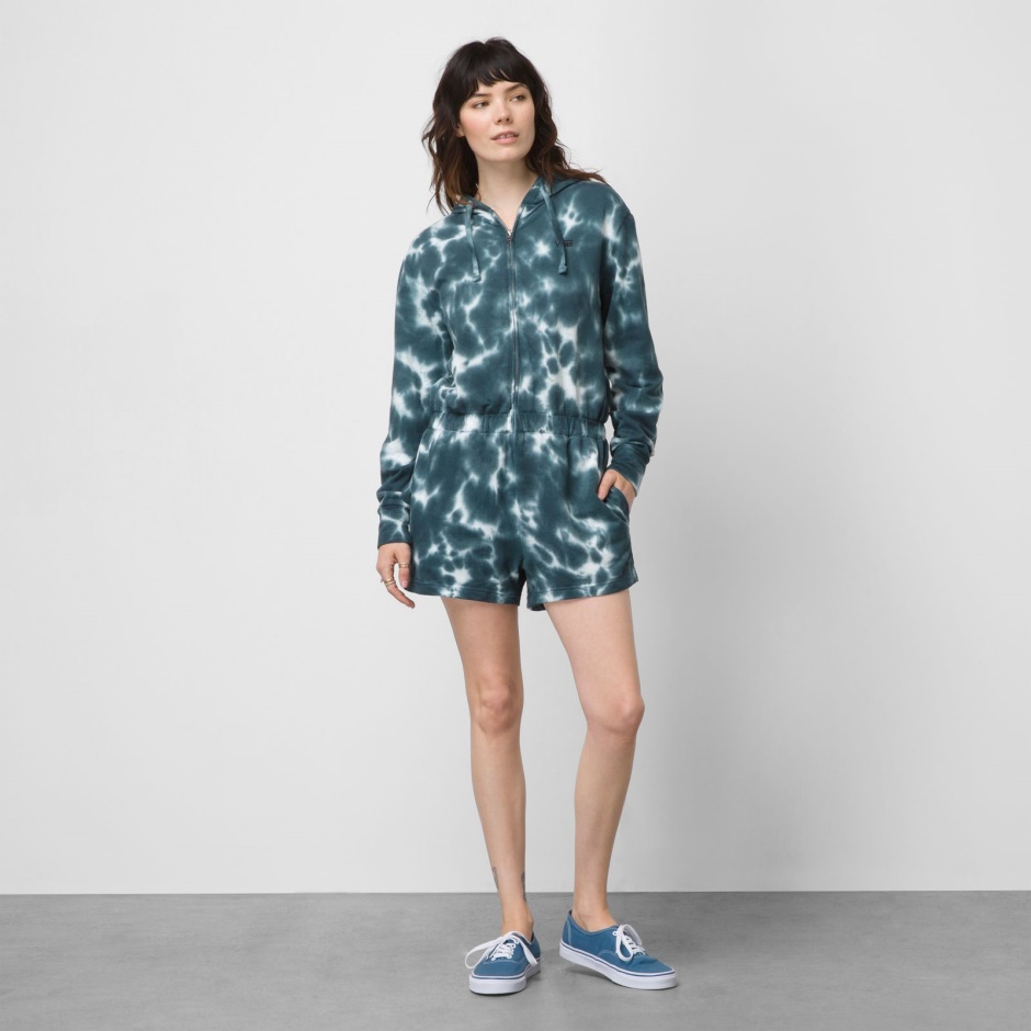 Mono Cloud De Manga Larga Azul Profundo Verde Vans