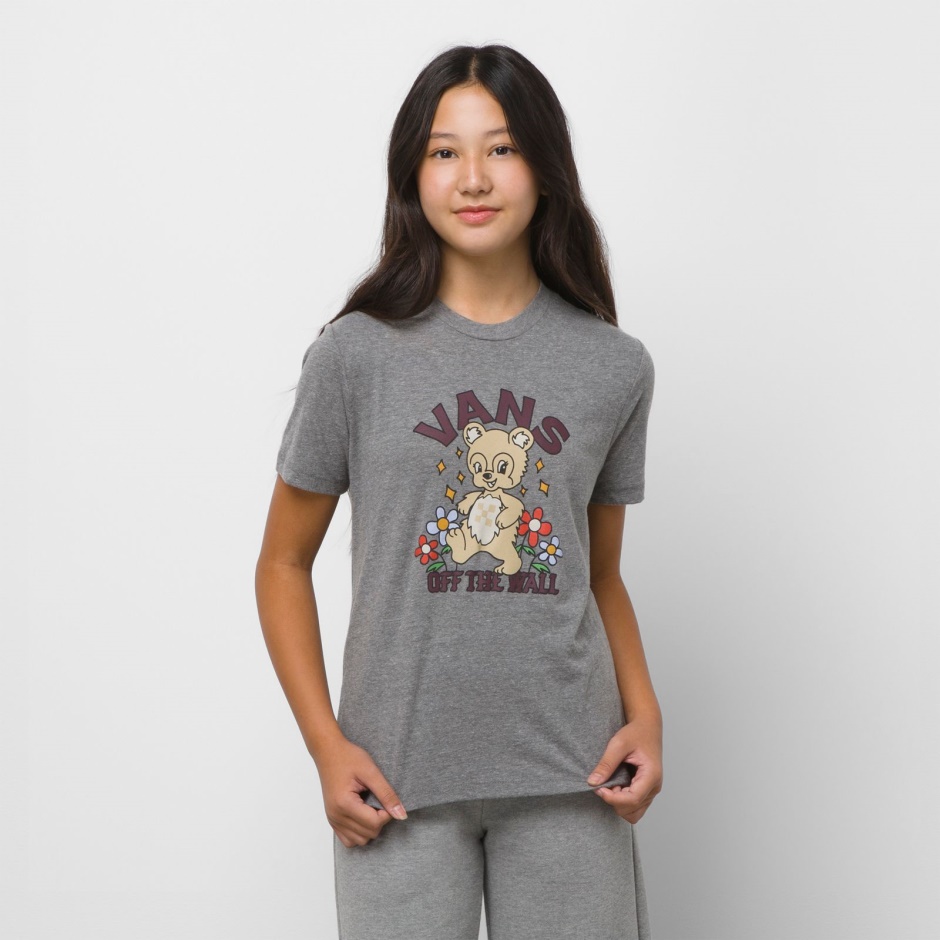 Camiseta De Niños Bear With Me Crew Gris Jaspeado Vans