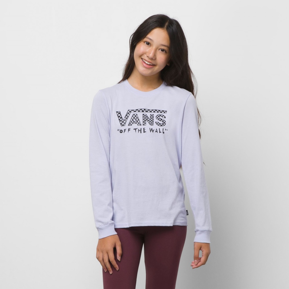 Camiseta Bff De Manga Larga Para Niños En El Centro Del Pecho Vans Cielo Púrpura