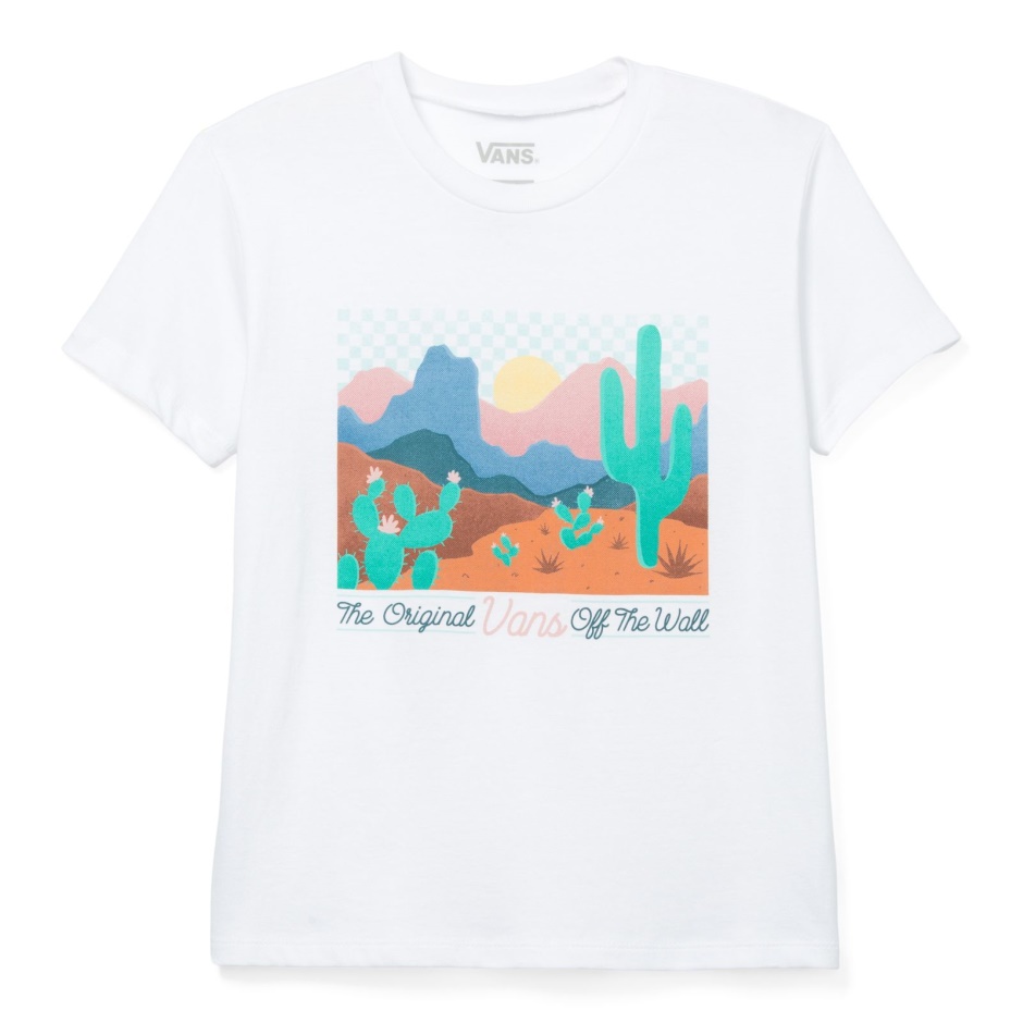 Camiseta Con Diseño De Flores Del Desierto Para Niños Vans Blancas