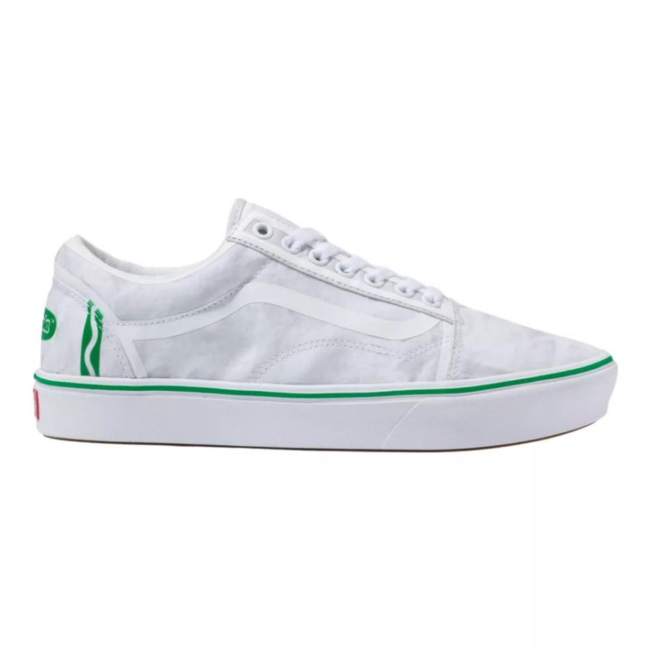 X Crayola Hombre Comfycush Old Skool Skate Zapatos Zapatillas Casual Slip On Blanco-verde Vans